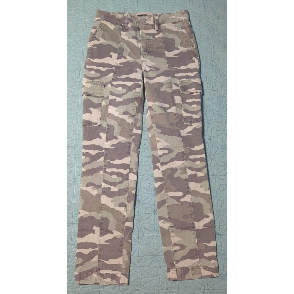 J Crew Vintage Straight Cargo Women's Beige Camo Pants Sz 25 Pockets Stretch